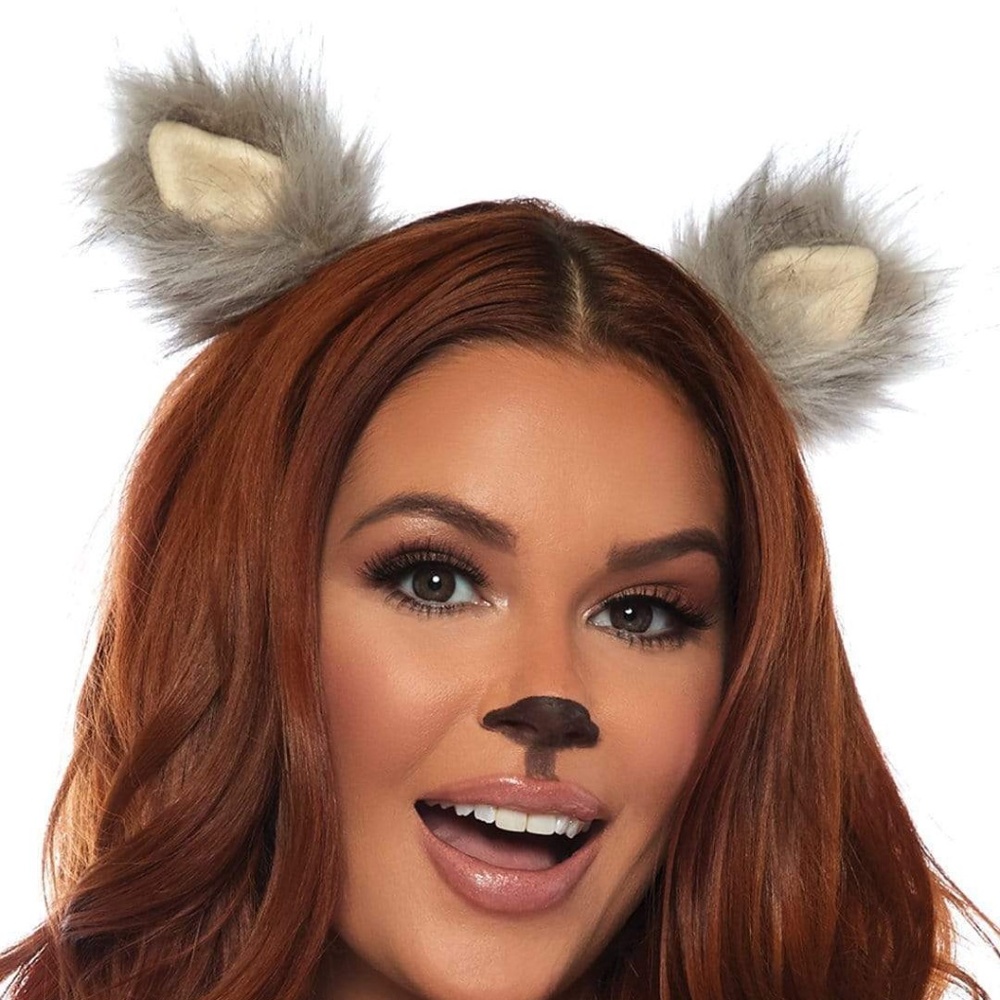 Leg Avenue Costume 2pc Gray Furry Ear Clips